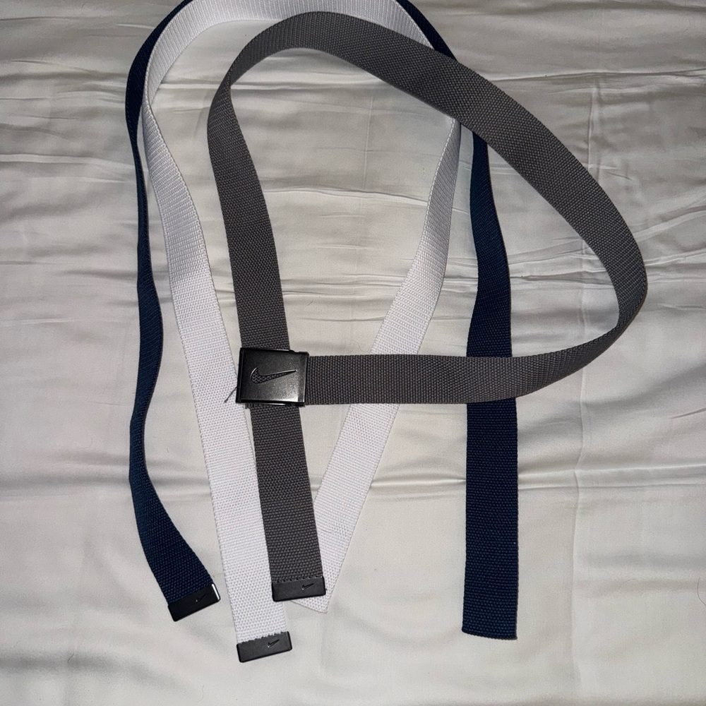 Men's Nike Gray, White, and Navy Belt Set